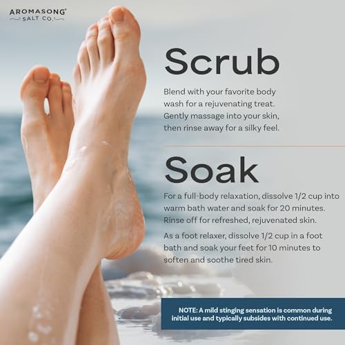 Aromasong Raw Magnesium Flakes for Bath + Dead Sea Salt for Soaking - 5 Lb Resealable Pack Magnesium Chloride Flakes - Organic Bath Salt Relaxing Mineral Soak (Packaging May Vary)