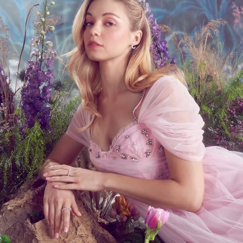 WICKED X imPRESS Press On Nails, New Improved Adhesive, Up To 10 Day Hold, ‘Glinda-fied’, Pink, Short Squoval, Includes 30 Fake Nails, 1 Prep Pad, 1 Manicure Stick, 1 Mini File