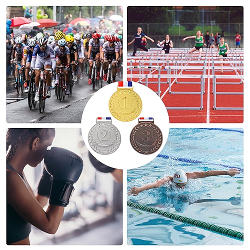 Abaokai 1st, 2nd, 3rd Award Medals - -Winner Medals,Large Metal Award Medals with Smooth Ribbon - Perfect for School Competitions,Party,Students, Olympic Style 3 Inches (Gold Silver Bronze-12 pcs)