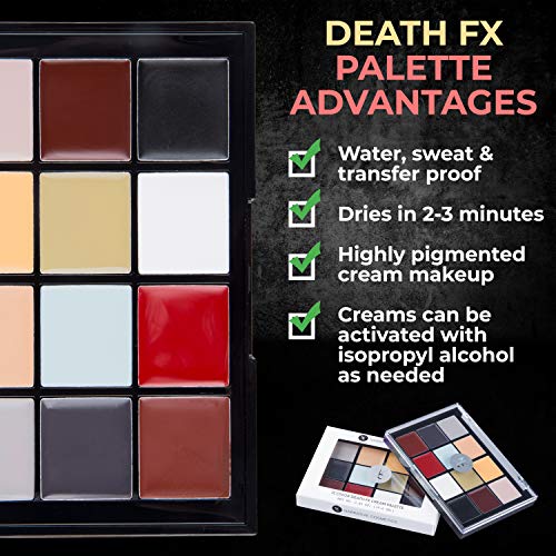 12-Color Death FX Cream Palette, Professional Quick Drying Waterproof SFX Makeup for the Stage, Film, Costumes, Cosplay, Halloween