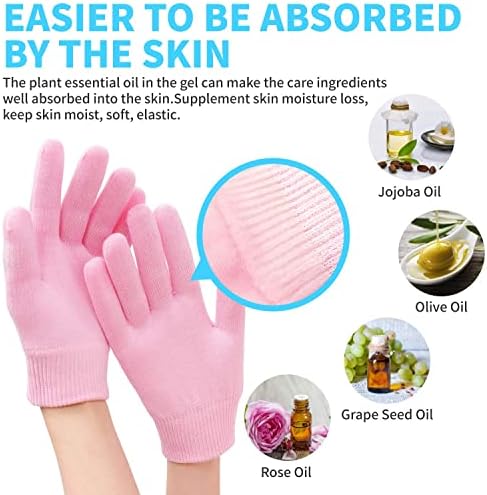 4 PCS Moisturizing Gloves and Socks, Gel Spa Moisturizing Therapy Sock ＆ Glove, Soften Repairing Dry Cracked, Hands Feet Skin Care, Effective in Repair Dry and Chapped Hands and Feet Skin Care(Small)