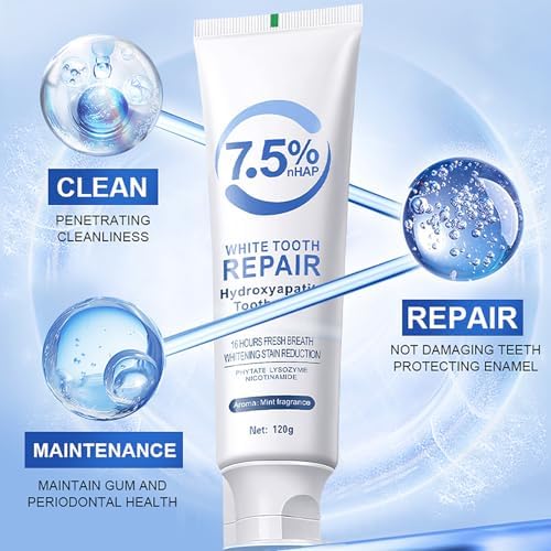 2 PCS Hydroxyapatite Toothpastes for Enamel Protection and Tooth Strengthening,Fresh Mint Flavor,Daily Use for Oral Care