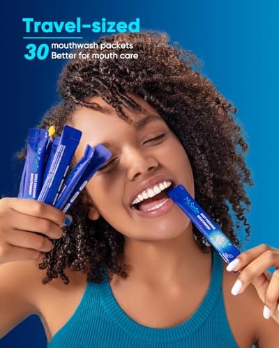 MySmile Mouthwash Alcohol Free, Mouth Wash for Adults, Travel Mouthwash, Oral Rinse Helps Kill 99% of Bad Breath Germs, Prevents Cavities, Fluoride Free, Fresh Mint, 30 Uses