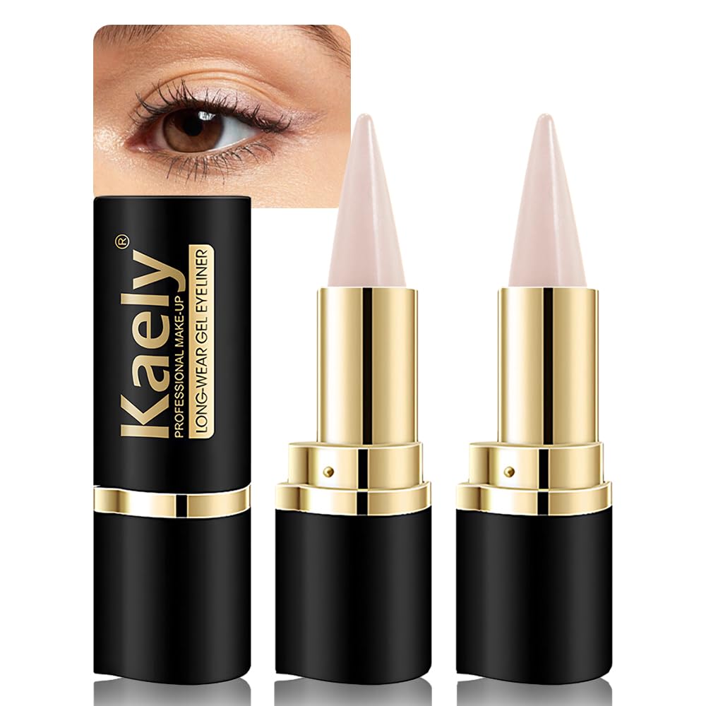 evpct 2Pcs Nude Gel Eyeliner Pencil Eye Black Face Paint Stick Makeup Set Waterproof Matte Cream Crayon Eyeliner Pencil Set Cat Eye Liners Eyeshadow Guide delineador de ojos contra el agua