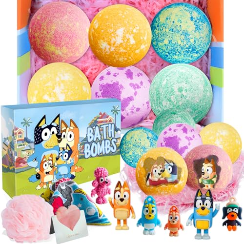 Bath Bombs for Kids: XXL Bath Bombs with Surprise Inside, Organic Bath Bombs Rich in Natural Essential Oils, Kids Bath Bombs Gift Set for Dry Skin Moisturize, Gifts Card for Kids (6 Pcs)