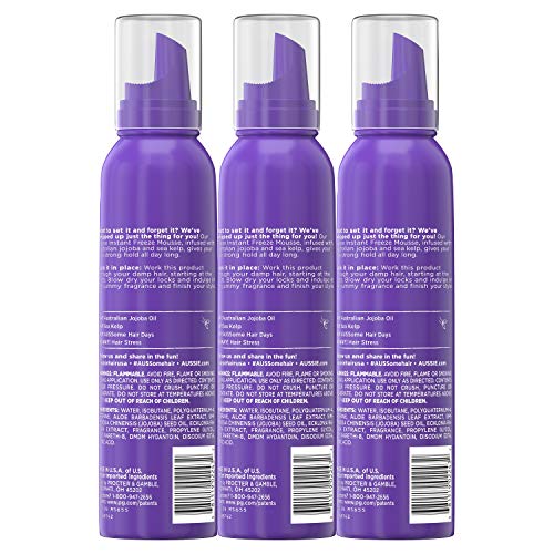 Aussie Mousse, with Jojoba & Sea Kelp, Instant Freeze, 24 Hour Hold, 6 fl oz, Triple Pack