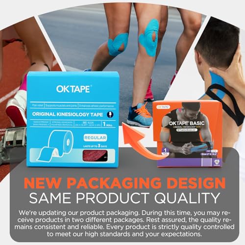 OK TAPE Kinesiology Tape, Basic Original Cotton Elastic Athletic Tape for Support and Recovery, Sports Tape Therapeutic Pain Relief, 2in×16.4ft Uncut Roll - Pink