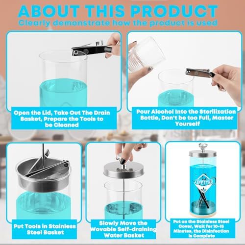 Barbicide 42 oz Disinfectant Jar with Stainless Steel Tray, Sterilizing Jar for Salon or Nail Spa