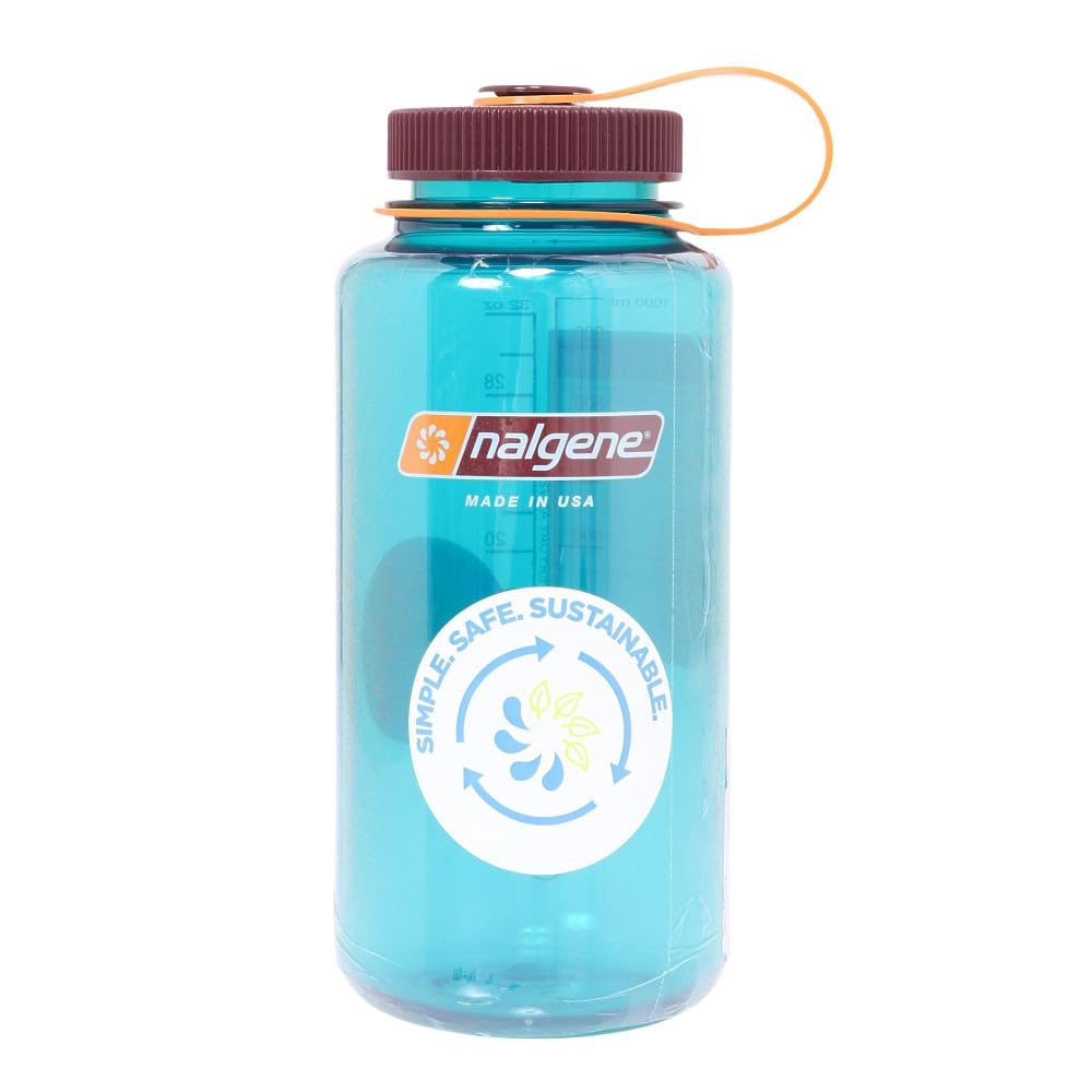 Nalgene Sustain Tritan BPA-Free Water Bottle Made with Material Derived From 50% Plastic Waste, 32 OZ, Wide Mouth, Teal