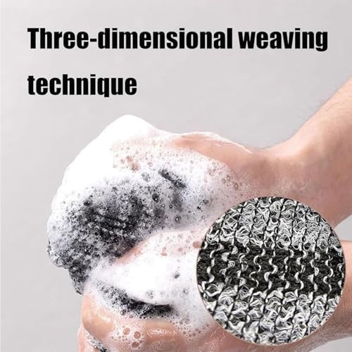 Blissal Exfoliating Shower Towel - Long Washcloth Back Body Scrubber for Men & Women (Black)