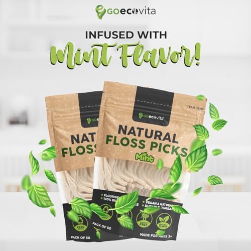 Biodegradable Floss Picks - Natural Straw Wheat Handle | Thin & Durable Thread for Tight Gaps! | Dental Flossers for Adults | Gentle on Gums & Teeth | Eco Friendly, Vegan, Natural (200 Pack, Mint)