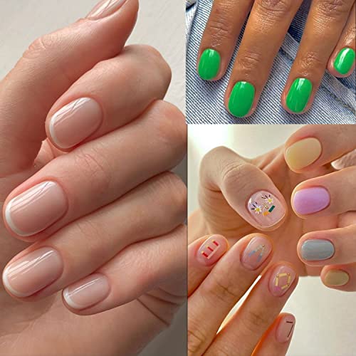 Extra Extra Short Round Gel Nail Tips, SINOKAME Extra Short Press on Fake Nails Clear Round, Full Matte No File Small Petite Child Size Nails for Nail Extension,600 Pcs 13 Sizes with Refills 4&5