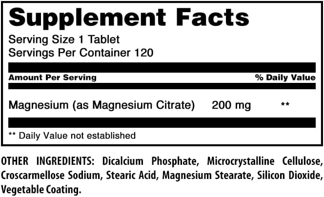 Amazing Formulas Magnesium Citrate | 200 Mg Tablets | Mineral Supplement | Non-GMO | Gluten Free | Made in USA (1 Pack, 120 Count)