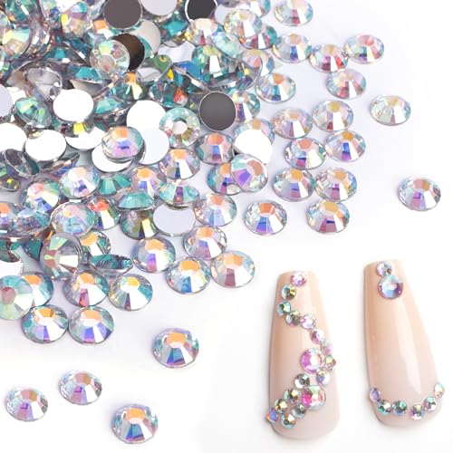 Canvalite 25000PCS Resin Jelly Rhinestones for Crafting,Clear AB Flatback Gems, Bedazzling Crystal with 5 X 2.5g B7000 Jewelry Glue and Tweezers and Dotting pen for DIY Crafts Clothing Shoes Nail Art