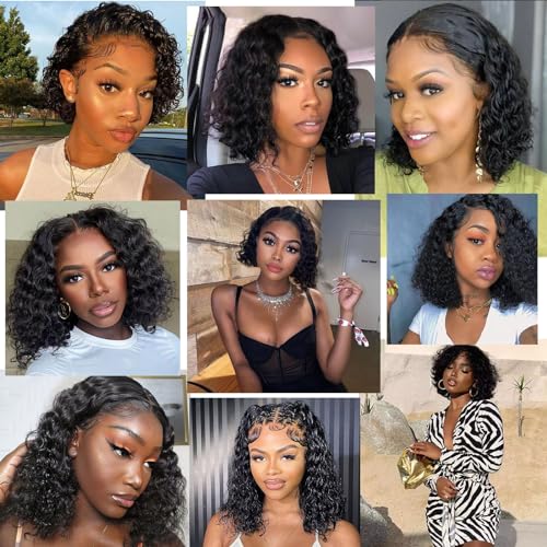 12 Inch Human Hair 4 Bundles Deep Wave Human Hair 100% Unprocessed Virgin Hair 12A Grade Natural Color Hair Extensions for Black Women(12'' 12'' 12'' 12'')