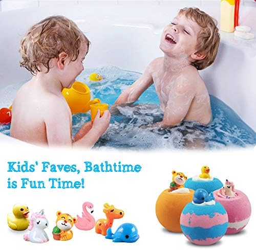 Aofmee Bath Bombs for Kids, Handmade Natural Bath Bombs with Toy Inside, Shea Cocoa Butter Moisturize, Spa Fizzies Bath Bomb Kit, Birthday Christmas Holiday Gifts for Women, Girls, Boys