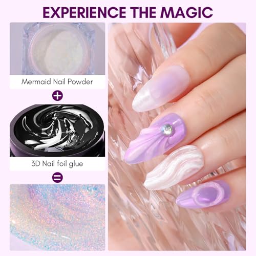 Makartt 3D Nail Foil Glue, 2Pcs 8ml Nails Transfer Gel Adhesive for Linear, Shell, Ripple Designs, UV LED Lamp Required