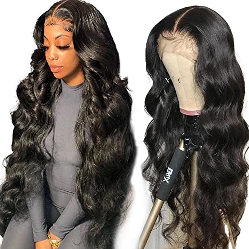 13x5 Body Wave Lace Front Wigs Human Hair Pre Plucked Small Knots with Baby Hair 180 Density 28 inch HD Full Frontal Glueless Human Hair Wigs For Women
