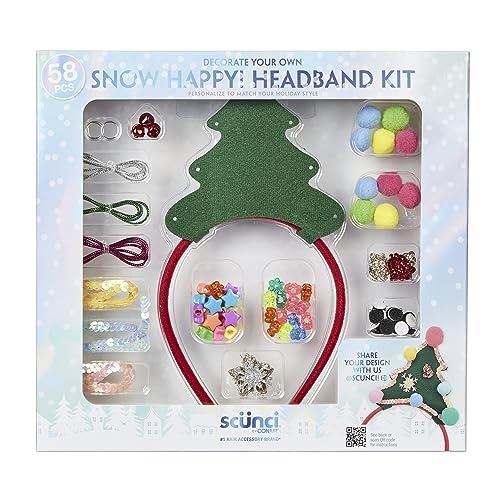 Scunci by Conair DIY Holiday Christmas Headband Ki`t, Decorate Your Own Holiday Headband, Perfect for Families, Kids and Parties