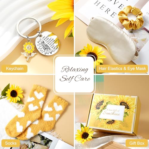 Birthday Gifts for Women, 12pcs Sunflower Self-Care Package, Sending Sunshine Get Well Gifts for Women, After Surgery Recovery Gifts, Thinking Of You Relaxing Spa Basket for Her Sister Mom Friends