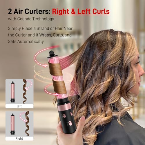 3 in 1 Air Styler with High-Speed Hair Dryer Brush & Air Wrap Curler for Curling, Negative Ions Frizz-Free Styling Drying, No Heat Damage, Fit for All Hair Types Hot Hair Styler with Travel Case
