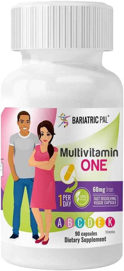 BariatricPal 90-Day Bariatric Vitamin Bundle (Multivitamin ONE 1 per Day! Capsule with 60mg Iron and Calcium Citrate Soft Chews 500mg with Probiotics - Belgian Chocolate Caramel)