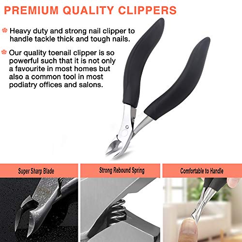 BEZOX Thick Toenail Clippers - Precision Large Toe Nail Clipper for Thick Nails, Comfort Grip Fingernail Clipper, Ergonomic Long Handle Nail Cutter, Professional-Grade Stainless Steel