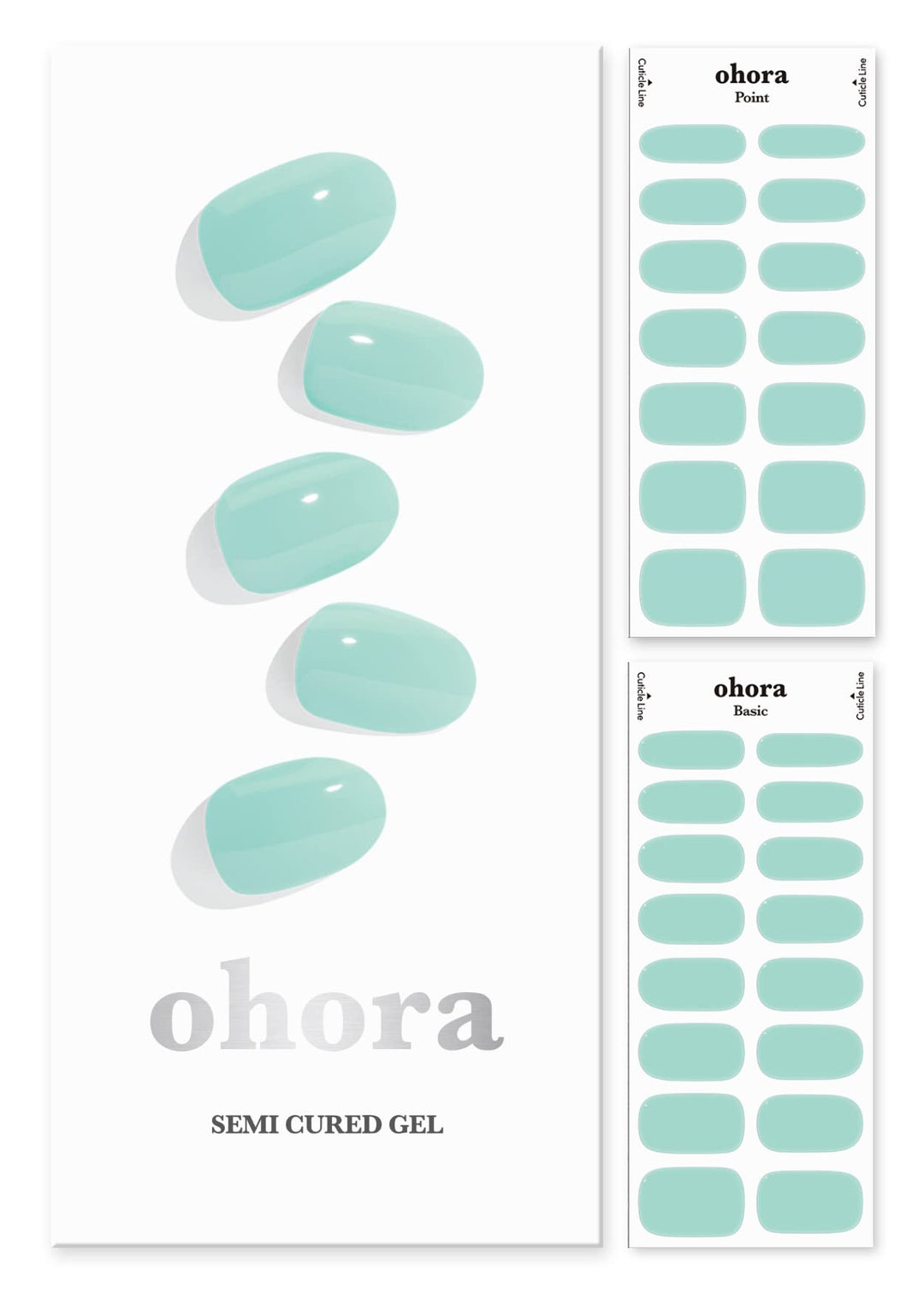 Ohora Semi Cured Gel Nail Strips (N Cream Window) - Green, Solid, Works With Any Uv/Led Nail Lamps, Salon-Quality, Long Lasting,