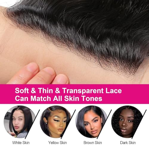 5x5 Transparent HD Lace Closure Body Wave Human Hair Closure Invisible Ultra-thin 5x5 Lace Closure Brazilian Raw Virgin Human Hair Pre Plucked Natural Black 16 Inch