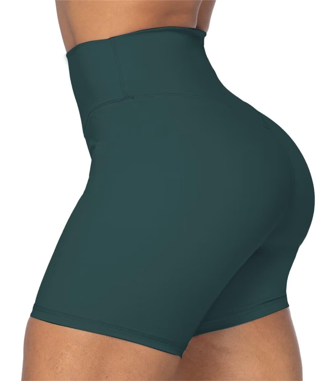 Sunzel No Front Seam High Waist Biker Shorts for Women, Squat Proof Yoga Workout Gym Bike Shorts 5" Inseam Jasper Green X-Small