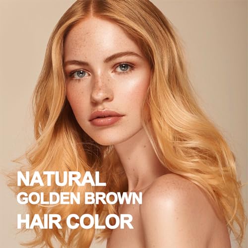 Natural Blonde Brown 3-IN-1 Golden Hair Dye Shampoo 500ml, Colors in 10-15 Mins, 100% Coverage for All Hair Types (Blonde Brown)
