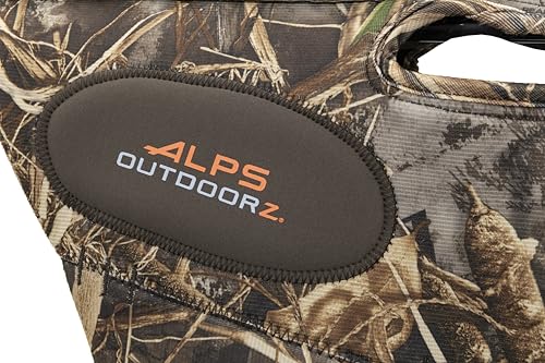 ALPS OutdoorZ Topflight Dog Vest, Dog Hunting Vest with 5mm Neoprene for Warmth, Contoured Neck Design, Buoyancy Flotation Pads, Easy Lift Handles, and Leash Clip, Large - Realtree MAX-7