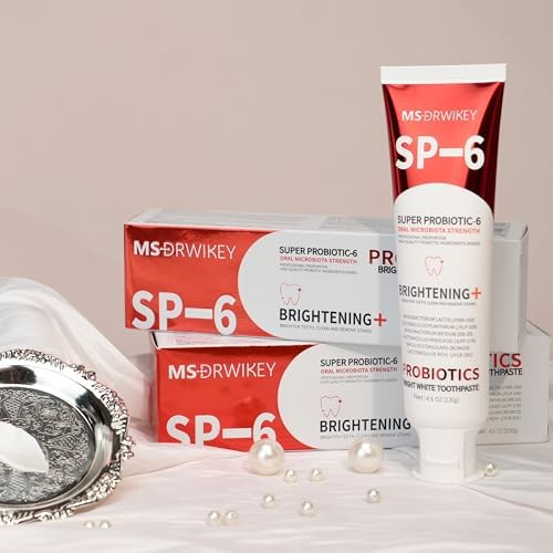 SP-6 Probiotic Whitening Toothpaste - Enhanced Formula with 6 Probiotics for Teeth Whitening and Gum Health - Enamel-Safe, Fluoride-Free, Fresh Mint Flavor, 4.6oz (2)