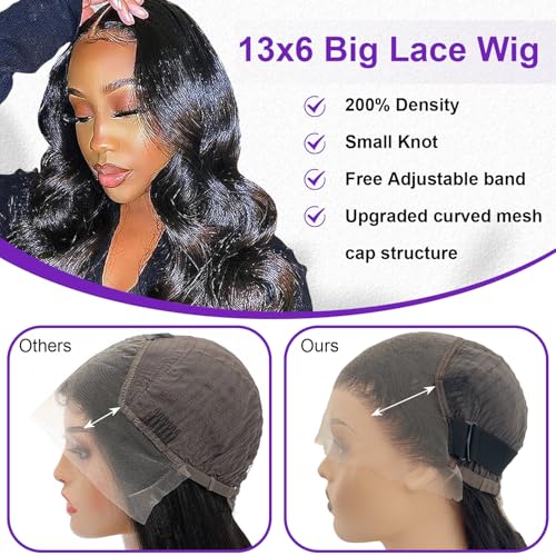 32 Inch 13x6 Body Wave Lace Front Wigs Human Hair 200 Density HD Transparent Lace Frontal Human Hair Wig for Black Women Glueless Wigs Human Hair Pre Plucked With Baby Hair
