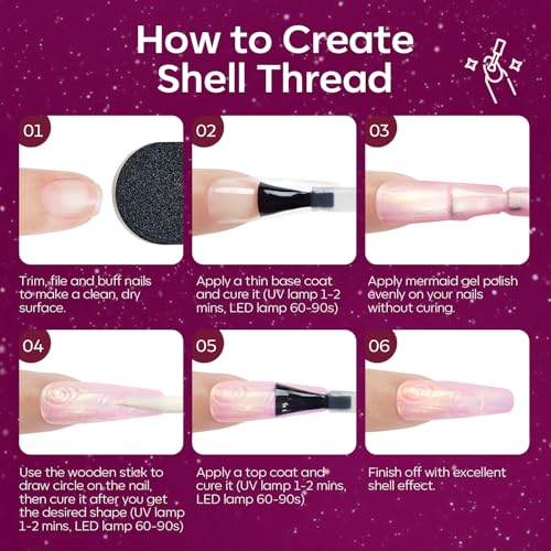 Modelones Gel Nail Polish Set 6 Colors Red Burgundy Brown Purple Glitter Gel Nail Polish Color Changing Sparkle Shimmer Polish Kit Soak Off UV Nail Art DIY Salon Gifts For Women Girl