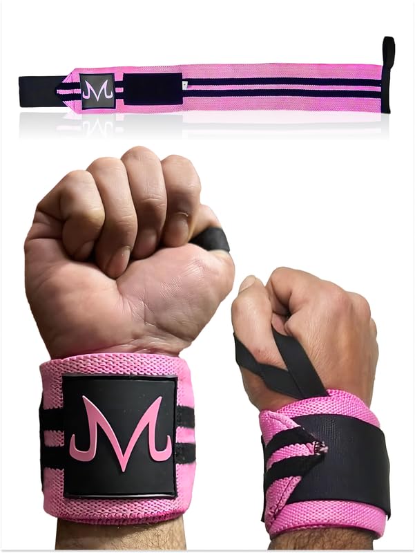 CROWN Anime Wrist Wraps Lifting Straps 24" for Men and Women - 1 Pair Each, Gym Accessories Support Weightlifting, Powerlifting, Strength Training, and Improve Workout, Pink Bu