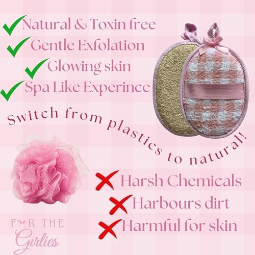 Natural Loofah Exfoliating Body Scrubber for Women Made with Natural Egyptian Loofa Sponge, Bath Shower Luffa lufa for face and Body. exfoliator Scrub Pads