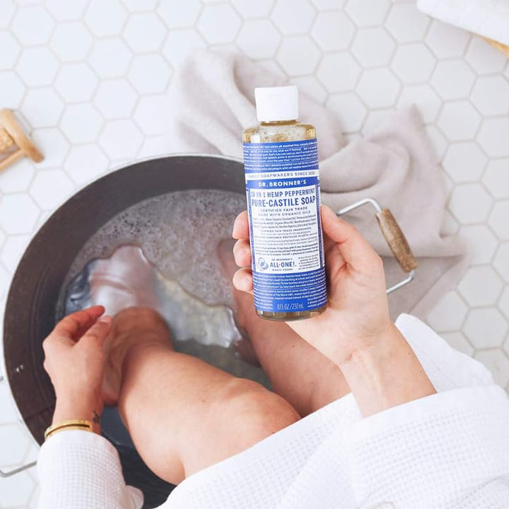 Dr. Bronner's Pure-Castile Soap | Peppermint Liquid, 1 Gallon – Eco-Friendly Hand & Body Wash