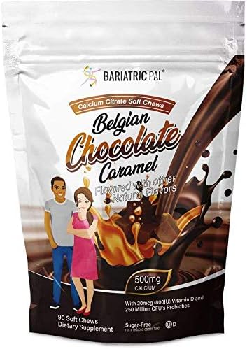 BariatricPal 90-Day Bariatric Vitamin Bundle (Multivitamin ONE 1 per Day! Capsule with 60mg Iron and Calcium Citrate Soft Chews 500mg with Probiotics - Belgian Chocolate Caramel)