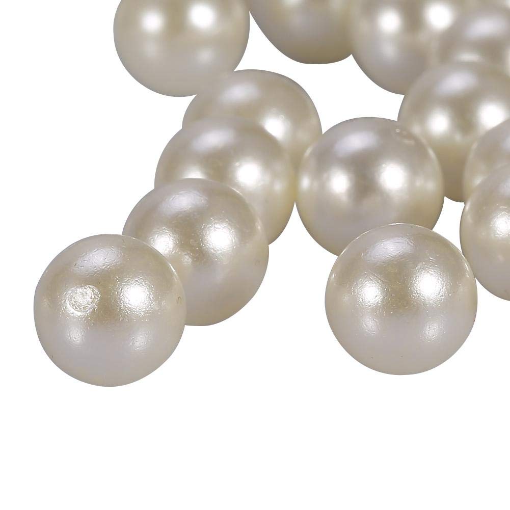 1300pcs Artificial Pearls Round Beads Decoration Loose Beads Pearls for Brushes Holder, Makeup Organizer, Vase Fillers, Table Scatter, Wedding, Birthday Party Home Decoration(White)