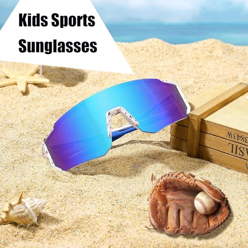 Youth Baseball Sunglasses For Boys Girls,UV400 Kids Sports Sunglasses,Cycling glasse Running Golf