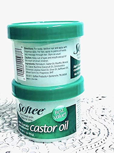 Softee castor oil hair & scalp conditioner 3 ounce, White, 3 Ounce