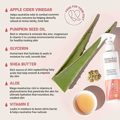 Benefeet Best Foot Forward Peeling Spray - May Help Rejuvenate + Smooth for Cracked Heels, Corns + Calluses Made w/Shea Butter, Apple Cider Vinegar + Tea Tree Oil, 6.7 oz (1 Pack)