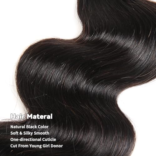 15A Raw Human Hair Bundles 18 20 22 24 Inche Body Wave Human Hair,Triple Lifespan Indian Virgin Hair,No Tangle Shedding,Multiple Washes Keep Texture Silky Soft