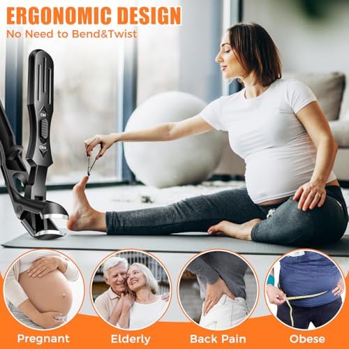 Angled Head Nail Clippers for Seniors Thick Nails,Toenail Clippers for Men with Wide Opening Heavy Duty ToeNail Clippers with Catcher No Splash Fingernail Clipper Nail Cutter Trimmer Gifts for Men