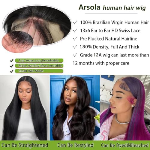 30 Inch 13x6 Lace Front Wigs Human Hair 180 Density Straight Human Hair Wigs Pre Plucked 13x6 HD Frontal Lace Straight Glueless Wigs Human Hair For Women