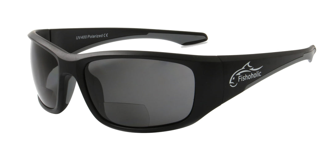 Fishoholic BiFocal - x1.5 x2.0 x2.5 (Reader) Magnification - Polarized Bi-Focal Fishing Sunglasses - UV400 Great Fishing Gift (Vx2.0-MB-MB-gry)