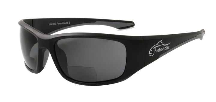Fishoholic BiFocal - x1.5 x2.0 x2.5 (Reader) Magnification - Polarized Bi-Focal Fishing Sunglasses - UV400 Great Fishing Gift (Vx2.0-MB-MB-gry)
