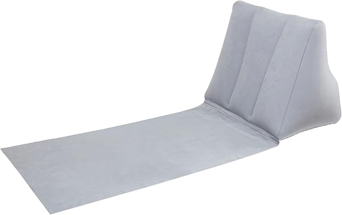 1PC Grey Blue Inflatable Beach Mat Lounge Chair - Flocking Camping Leisure Lounger Back