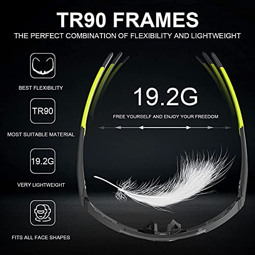 X-TIGER Polarized Sports Sunglasses with 5 Interchangeable Lenses,Mens Womens Cycling Bike Glasses,Baseball Running Fishing Golf Driving Sunglasses